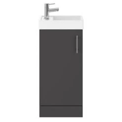 Milan W400 x D222mm Gloss Grey Compact Floor Standing Basin Unit 2 Milan W400 x D222mm Gloss Grey Compact Floor Standing Basin Unit -Victorian Plumbing Shop MIL014 nd1 460