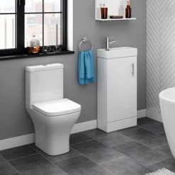 Milan Small Floor Standing Vanity Basin Unit - Gloss White (W400 x D222mm) 3 Milan Small Floor Standing Vanity Basin Unit - Gloss White (W400 x D222mm) -Victorian Plumbing Shop MILFSGW d4 460
