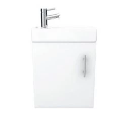Milan Modern Wall Hung Basin Vanity Unit - Gloss White (W400 x D222mm) -Victorian Plumbing Shop MILWHGW D3 460