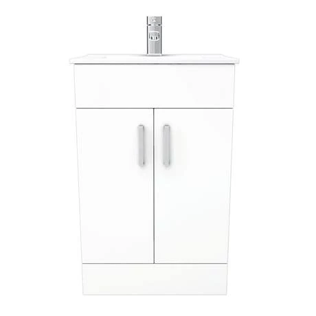MV500_D5_460.jpg Toreno Small Vanity Sink With Cabinet - 500mm Modern High Gloss White -Victorian Plumbing Shop MV500 D5 460