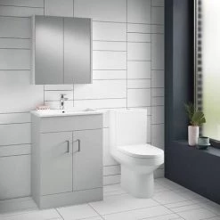 Toreno Light Grey 600mm Modern Vanity Unit 4 Toreno Light Grey 600mm Modern Vanity Unit -Victorian Plumbing Shop MVG600 d4 460