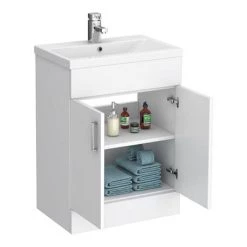 Toreno Basin Unit - 600mm Modern High Gloss White with Mid Edged Basin 2 Toreno Basin Unit - 600mm Modern High Gloss White with Mid Edged Basin -Victorian Plumbing Shop MVME600 detail1 460