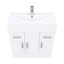 Toreno Basin Unit - 800mm Modern High Gloss White with Mid Edged Basin 3 Toreno Basin Unit - 800mm Modern High Gloss White with Mid Edged Basin -Victorian Plumbing Shop MVME800 D3 460 1