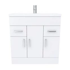 Toreno Basin Unit - 800mm Modern High Gloss White with Mid Edged Basin 4 Toreno Basin Unit - 800mm Modern High Gloss White with Mid Edged Basin -Victorian Plumbing Shop MVME800 D4 460