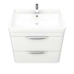 Monza Wall Hung 2 Drawer Vanity Unit w. Chrome Handles W600 x D445mm 4 Monza Wall Hung 2 Drawer Vanity Unit w. Chrome Handles W600 x D445mm -Victorian Plumbing Shop MW2D60 D4 460