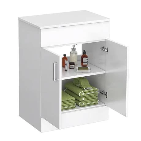 MWTV978_d1_460.jpg Toreno Countertop Vanity Unit - Gloss White with Chrome Handles - 605mm inc. Basin -Victorian Plumbing Shop MWTV978 d1 460
