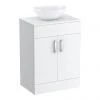 Toreno Countertop Vanity Unit - Gloss White with Chrome Handles - 605mm inc. Basin