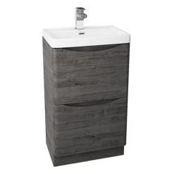 Monza Graphite Oak 500mm Wide Floor Standing Vanity Unit