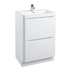 Monza Gloss White 600mm Wide Floor Standing Vanity Unit
