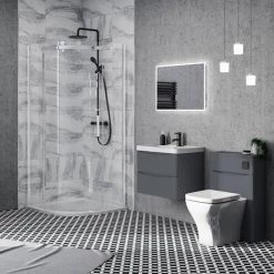 Monza Matt Grey 600mm Wide Wall Mounted Vanity Unit -Victorian Plumbing Shop MZ6MGWH1 d3 460