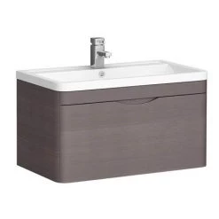 Monza 800mm Wall Hung 1 Drawer Vanity Unit (Stone Grey Woodgrain - Depth 450mm)
