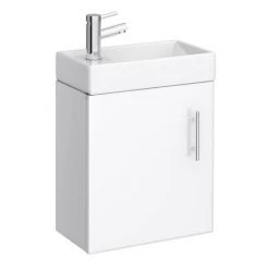 Milan Modern Wall Hung Basin Vanity Unit - Gloss White (W400 x D222mm)
