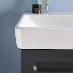 Duravit No.1 600mm Graphite Matt 1-Drawer Wall Mounted Vanity Unit with Basin (Trap Cut-Out) -Victorian Plumbing Shop N550GRA D1 460 5