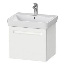 Duravit No.1 600mm White Matt 1-Drawer Wall Mounted Vanity Unit with Basin (Trap Cut-Out)