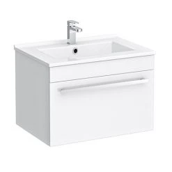 Nova 500mm Wall Hung Vanity Sink With Cabinet - Modern High Gloss White