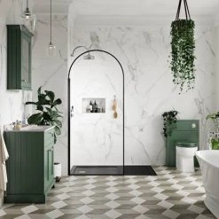 Old London 800mm Cabinet & Single Bowl White Marble Top - Hunter Green -Victorian Plumbing Shop OLMT800HG d4 460