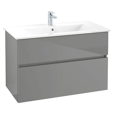 PACK.10.FP01_P.jpg Villeroy and Boch V-Line Glossy Grey 1000mm Wall Hung 2-Drawer Vanity Unit -Victorian Plumbing Shop PACK.10.FP01 P