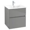 Villeroy and Boch V-Line Glossy Grey 600mm Wall Hung 2-Drawer Vanity Unit