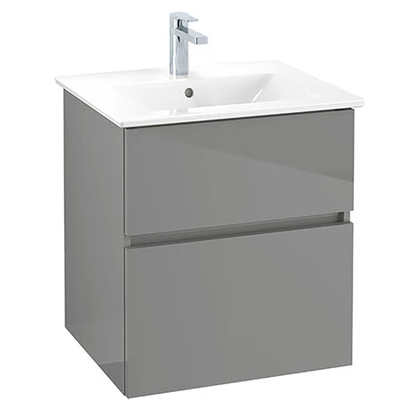 PACK.60.FP01_P.jpg Villeroy and Boch V-Line Glossy Grey 600mm Wall Hung 2-Drawer Vanity Unit -Victorian Plumbing Shop PACK.60.FP01 P