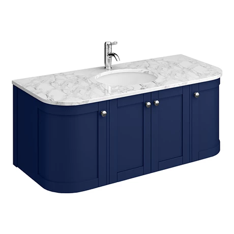 PBC12BCRVWH_prod.jpg Period Bathroom Co. 1220mm Curved Wall Hung Vanity with White Marble Basin Top - Cobalt Blue -Victorian Plumbing Shop PBC12BCRVWH prod
