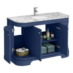 Period Bathroom Co. 1220mm Curved Vanity Unit with White Marble Basin Top - Cobalt Blue 2 Period Bathroom Co. 1220mm Curved Vanity Unit with White Marble Basin Top - Cobalt Blue -Victorian Plumbing Shop PBC12BLCRVM d2 460