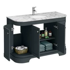 Period Bathroom Co. 1220mm Curved Vanity Unit with White Marble Basin Top - Dark Grey -Victorian Plumbing Shop PBC12DGCRVM d2 460