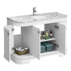 Period Bathroom Co. 1220mm Curved Vanity Unit with White Marble Basin Top - White 2 Period Bathroom Co. 1220mm Curved Vanity Unit with White Marble Basin Top - White -Victorian Plumbing Shop PBC12WTCRVM d3 460
