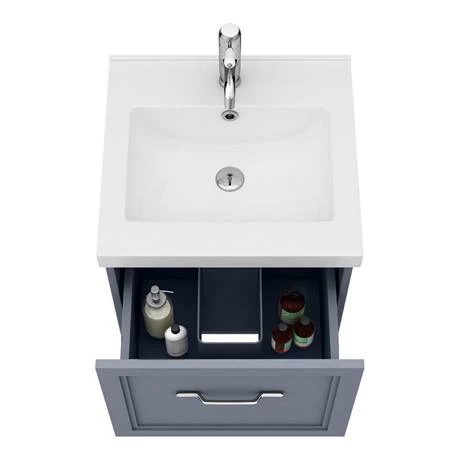 PBC5WHGRY1D_d1_460.jpg Period Bathroom Co. Wall Hung Vanity - Matt Grey - 500mm 1 Drawer with Chrome Handle -Victorian Plumbing Shop PBC5WHGRY1D d1 460