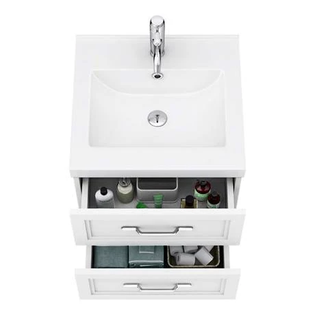 PBC5WHWHT2D_d1_460.jpg Period Bathroom Co. Wall Hung Vanity - Matt White - 500mm 2 Drawer with Chrome Handles -Victorian Plumbing Shop PBC5WHWHT2D d1 460