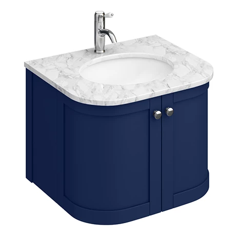 PBC6BCRVWH-prod.jpg Period Bathroom Co. 620mm Curved Wall Hung Vanity with White Marble Basin Top - Cobalt Blue -Victorian Plumbing Shop PBC6BCRVWH prod
