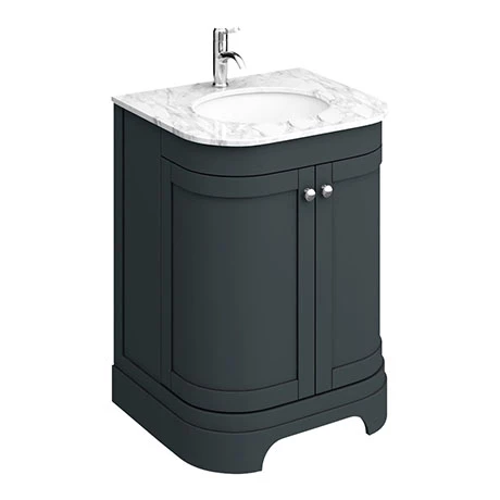 PBC6DGCRVM_P.jpg Period Bathroom Co. 620mm Curved Vanity Unit with Marble Basin Top - Dark Grey -Victorian Plumbing Shop PBC6DGCRVM P