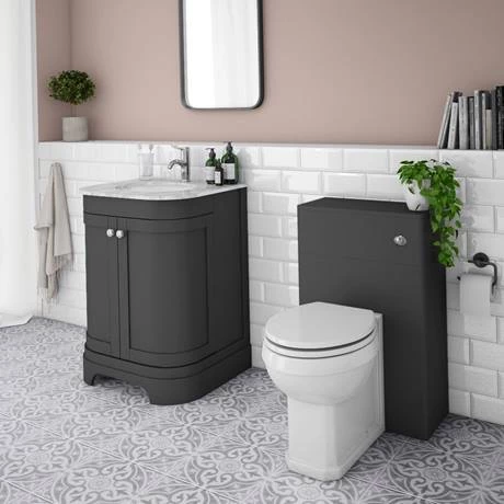 PBC6DGCRVM_d2_460.jpeg Period Bathroom Co. 620mm Curved Vanity Unit with Marble Basin Top - Dark Grey -Victorian Plumbing Shop PBC6DGCRVM d2 460