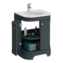 Period Bathroom Co. 620mm Curved Vanity Unit with Marble Basin Top - Dark Grey 2 Period Bathroom Co. 620mm Curved Vanity Unit with Marble Basin Top - Dark Grey -Victorian Plumbing Shop PBC6DGCRVM d3 460