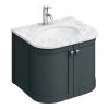 Period Bathroom Co. 620mm Curved Wall Hung Vanity with White Marble Basin Top - Dark Grey