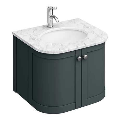 PBC6GCRVWH_p.jpg Period Bathroom Co. 620mm Curved Wall Hung Vanity with White Marble Basin Top - Dark Grey -Victorian Plumbing Shop PBC6GCRVWH p