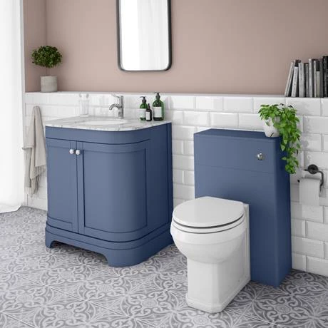 PBC8BLCRVM-n-d2_460.jpg Period Bathroom Co. 820mm Curved Vanity Unit with White Marble Basin Top - Cobalt Blue -Victorian Plumbing Shop PBC8BLCRVM n d2 460