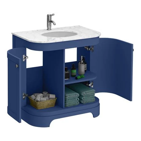PBC8BLCRVM_d2_460.jpg Period Bathroom Co. 820mm Curved Vanity Unit with White Marble Basin Top - Cobalt Blue -Victorian Plumbing Shop PBC8BLCRVM d2 460