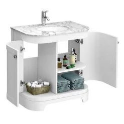 Period Bathroom Co. 820mm Curved Vanity Unit with White Marble Basin Top - White 2 Period Bathroom Co. 820mm Curved Vanity Unit with White Marble Basin Top - White -Victorian Plumbing Shop PBC8WTCRVM d 460