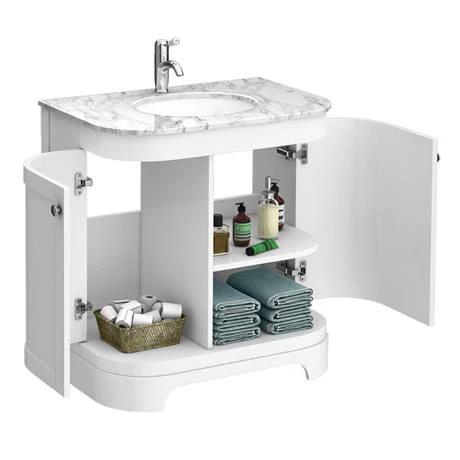 PBC8WTCRVM_d_460.jpg Period Bathroom Co. 820mm Curved Vanity Unit with White Marble Basin Top - White -Victorian Plumbing Shop PBC8WTCRVM d 460