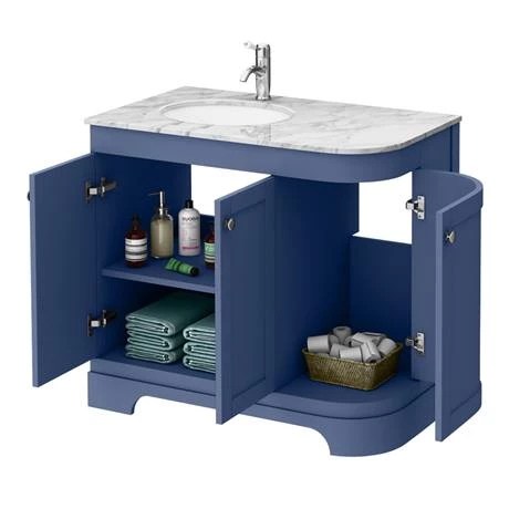 PBC9BLCRVMLH_d2_460.jpg Period Bathroom Co. 920mm LH Offset Vanity Unit with White Marble Basin Top - Cobalt Blue -Victorian Plumbing Shop PBC9BLCRVMLH d2 460