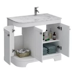 Period Bathroom Co. 920mm RH Offset Vanity Unit with White Marble Basin Top - White -Victorian Plumbing Shop PBC9WTCRVMRH d2 460
