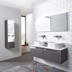 Roper Rhodes Pursuit Wall Hung Countertop Vanity Unit - Alpine Elm - 1200mm Solid Worktop -Victorian Plumbing Shop PURS 1200 GW D2 460 1