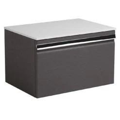 Roper Rhodes Pursuit Wall Hung Countertop Vanity Unit - Charcoal Elm - 600mm Solid Worktop