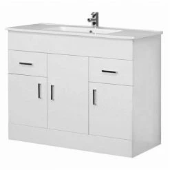 Nuie Cardinal Minimalist Gloss White Vanity Unit W1000 x D400mm - VTMW1000
