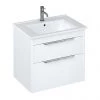 Britton Shoreditch 650mm Wall-Hung Double Drawer Vanity Unit with Chrome Handles - Matt White