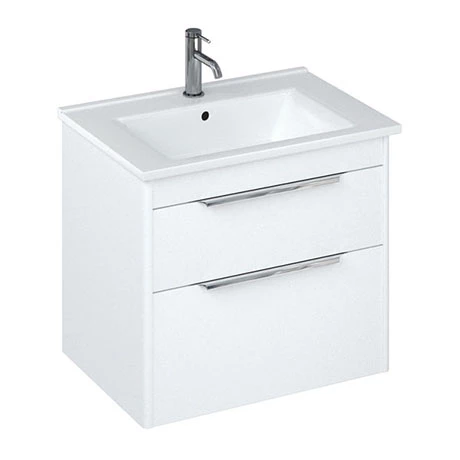 S65DDWSQ_P.jpg Britton Shoreditch 650mm Wall-Hung Double Drawer Vanity Unit with Chrome Handles - Matt White -Victorian Plumbing Shop S65DDWSQ P