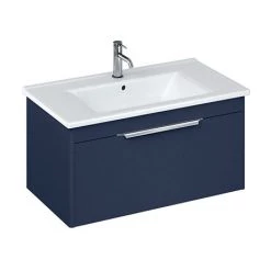 Britton Shoreditch 850mm Wall-Hung Single Drawer Vanity Unit with Chrome Handle - Matt Blue