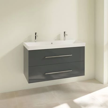 SAVE01B101_D1_460.jpg Villeroy and Boch Avento Crystal Grey 1000mm Wall Hung 2-Drawer Double Vanity Unit -Victorian Plumbing Shop SAVE01B101 D1 460