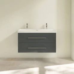 Villeroy and Boch Avento Crystal Grey 1000mm Wall Hung 2-Drawer Double Vanity Unit 2 Villeroy and Boch Avento Crystal Grey 1000mm Wall Hung 2-Drawer Double Vanity Unit -Victorian Plumbing Shop SAVE01B101 D2 460