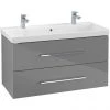 Villeroy and Boch Avento Crystal Grey 1000mm Wall Hung 2-Drawer Double Vanity Unit
